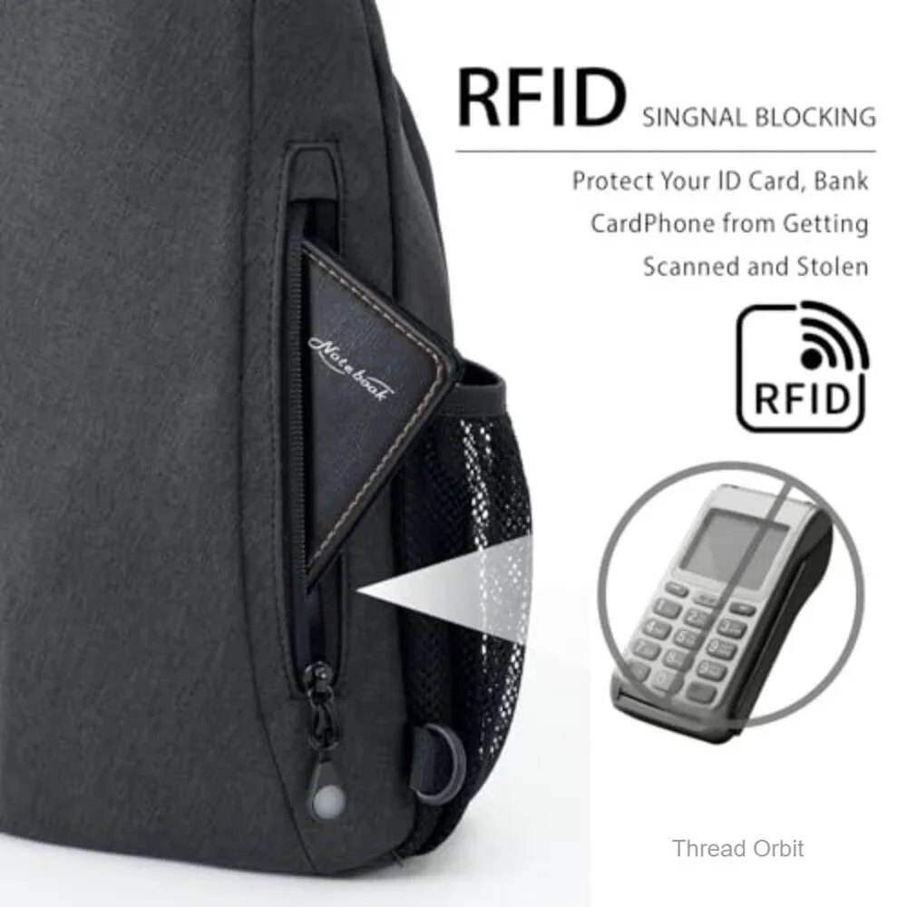 Anti-Theft Crossbody Sling Bag with USB Port RFID Blocking Adjustable Strap